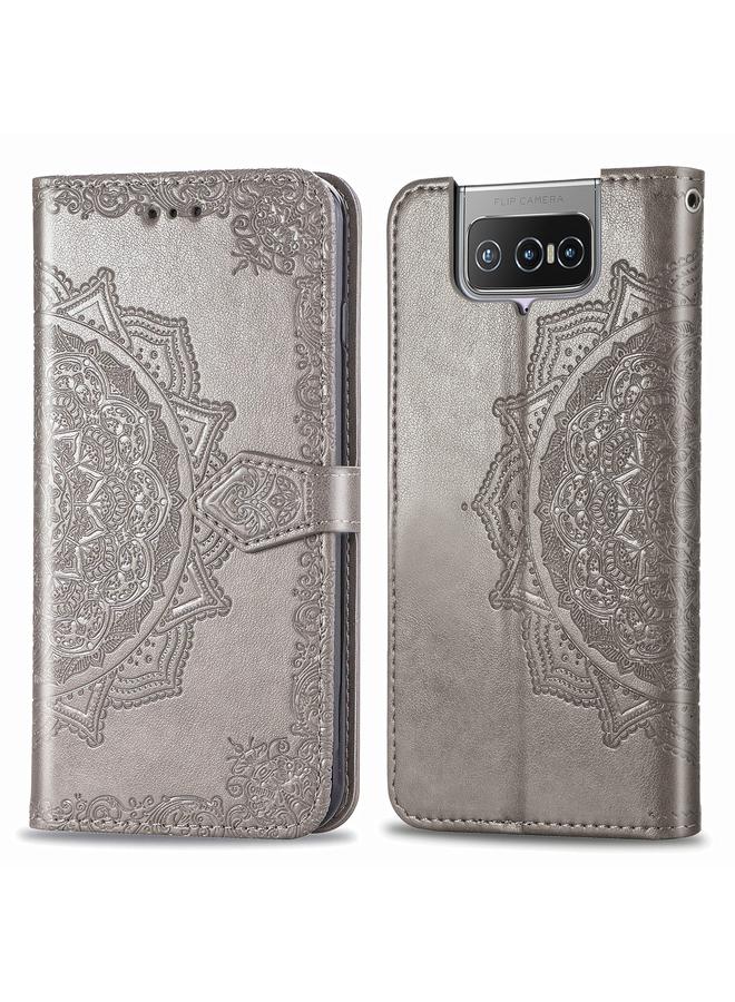 Green Tiger Case For Asus Zenfone 7 ZS670KS Mandala Flower Embossed Horizontal Flip Leather Case with Bracket / Card Slot / Wallet / Lanyard - Image 1