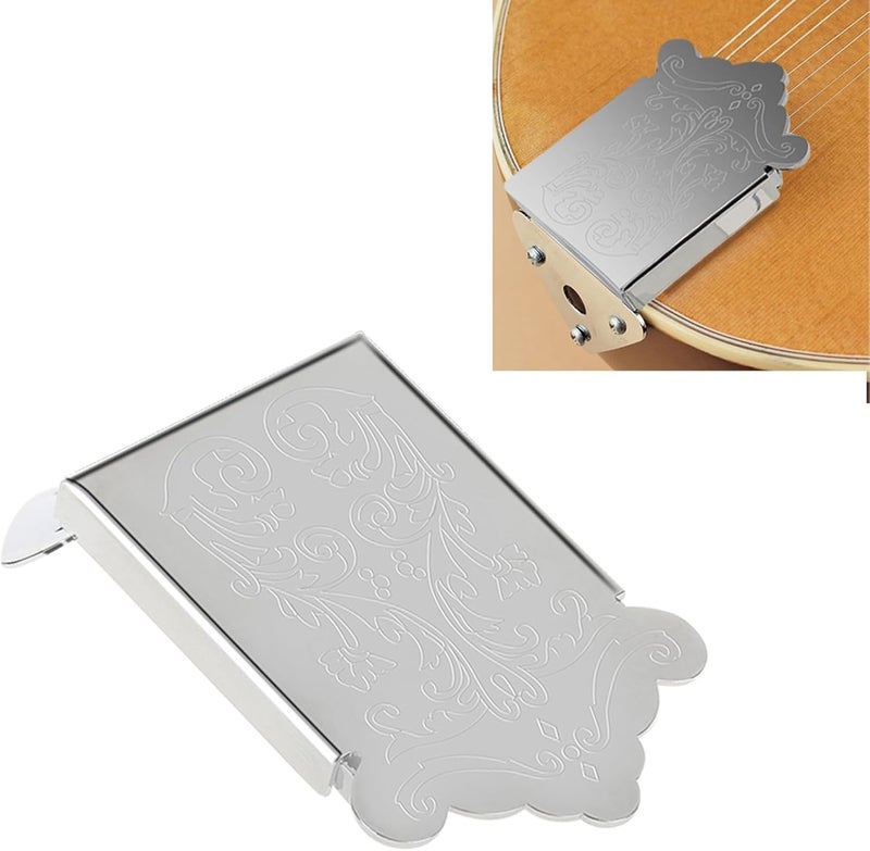 Mandolin Guitar Tailpiece: Premium Material, Sturdy and Replacement, Easy Installation with 3 Screws, Elegant Decoration for Mandolin (Silver) - Image 2