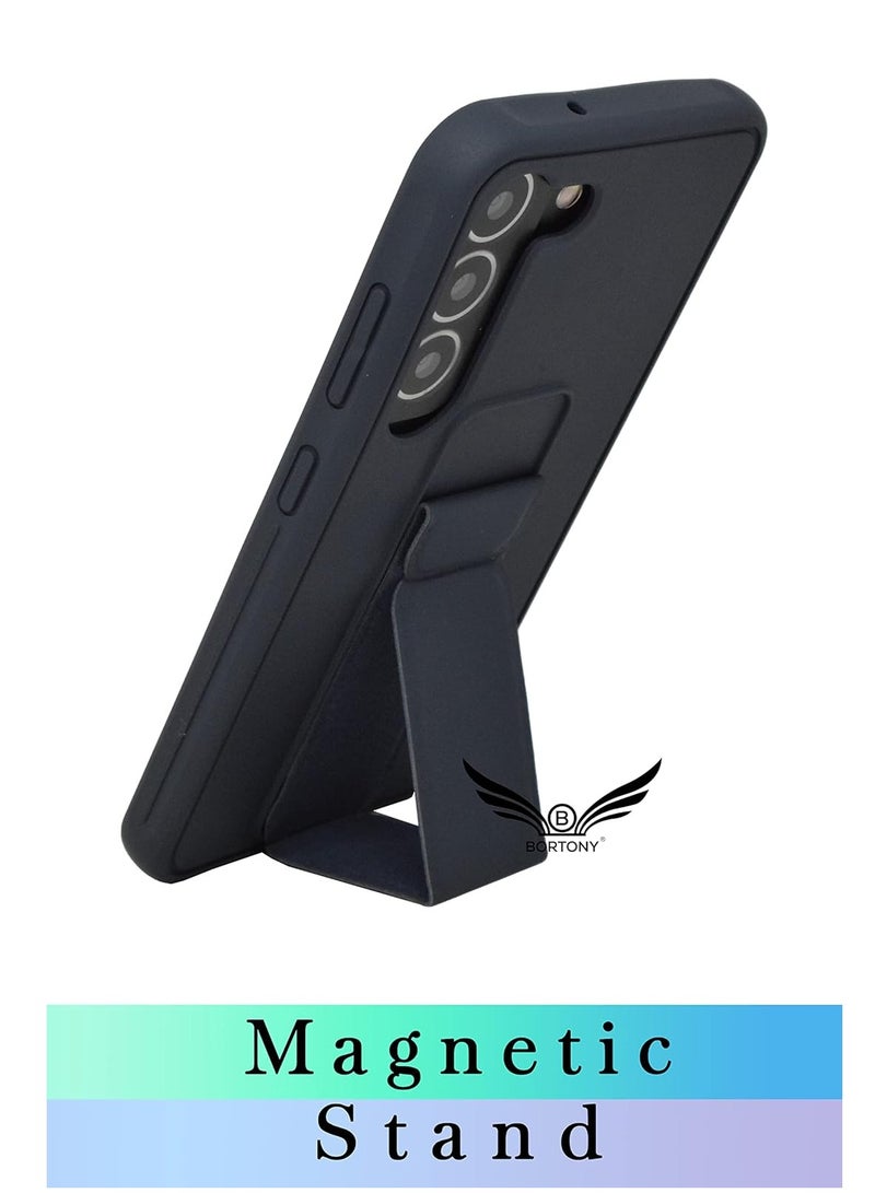 ELTRAZONE Galaxy S23 Plus Case Cover with Magnetic Stand & Holder Premium Silicone Hand Strap Grip Car Mount Kickstand Finger Grip Case Cover For Samsung Galaxy S23 Plus (Mid Night Blue) - Image 2