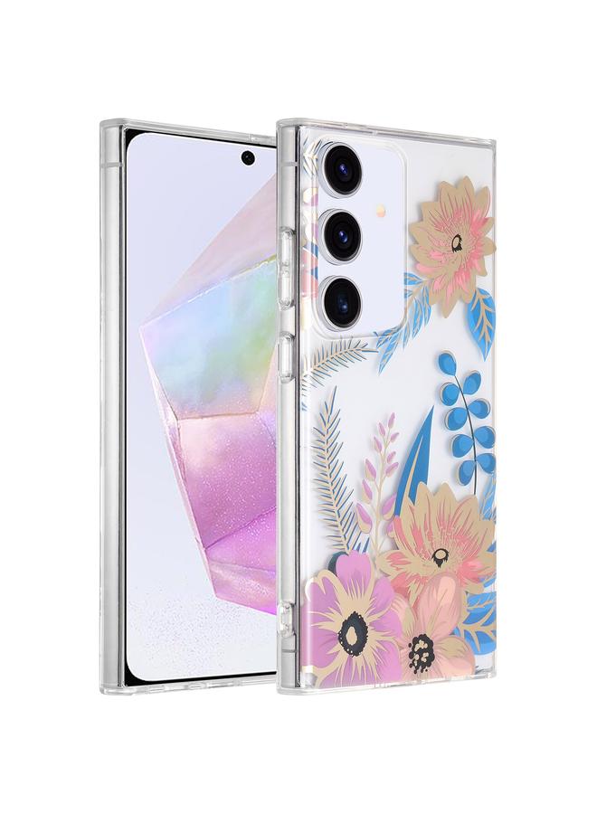 Zaboon For Samsung Galaxy A35 5G Dual-side Laminating IMD PC Hybrid TPU Phone Case(Lotus) 