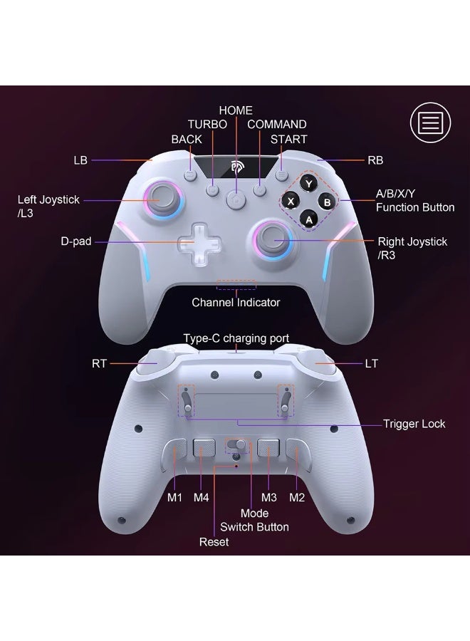 EasySMX X20 Wireless Gamepad Enhanced Controller Compatible with PC/NS/TV/Phone/Laptop, Hall Micro Triggers Joystick RGB Effect - Image 5