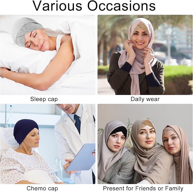 PAROPKAR Women's Lycra Fabric Under Scarf/Hijab/Tube Bonnet Bone/Chemo Hat Free Size Undercap Scarf Hijab Cap Unisex (Black) - Image 5