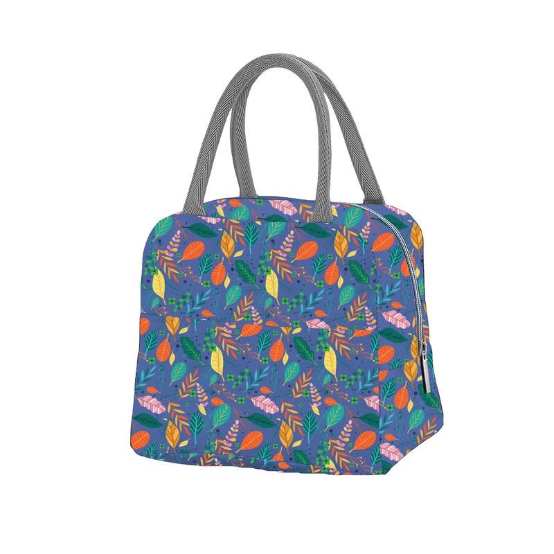 Myfav MY FAV Insulated Lunch Bag Thermal Cool Bag for Adults Men Women Kids Drinks Picnic Beach School Office Work Tote & Lunch Box Holder Cooler for Food Digitally Printed Design (Multicolor 3 Leafs) - Image 1