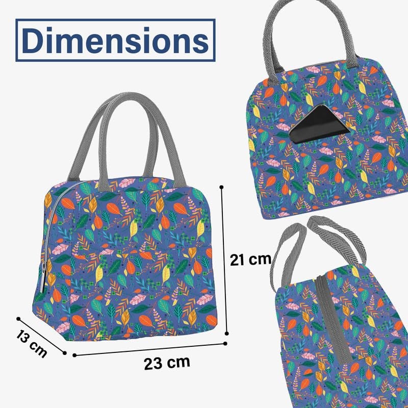 Myfav MY FAV Insulated Lunch Bag Thermal Cool Bag for Adults Men Women Kids Drinks Picnic Beach School Office Work Tote & Lunch Box Holder Cooler for Food Digitally Printed Design (Multicolor 3 Leafs) - Image 4