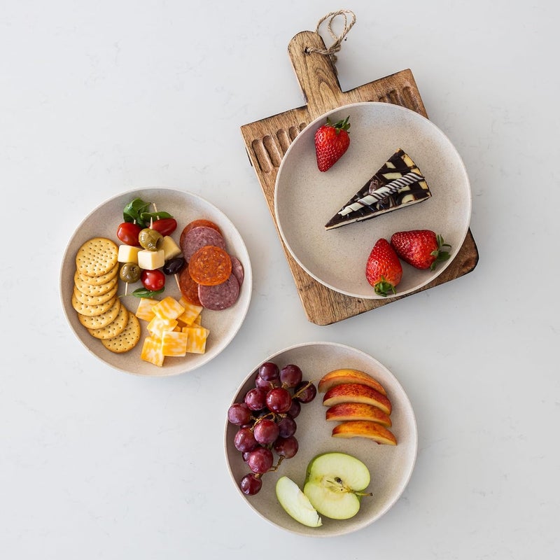 Grow Forward Premium Wheat Straw Dessert Plates  8 Inch Reusable Hard Plastic Plates Set of 8  Unbreakable Microwave Safe Plates for Dinner Camping RV Outdoors Patio Kitchen Dishes  Sahara - Image 5