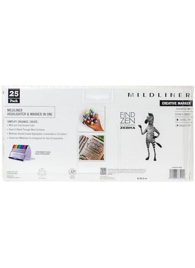 Pen Mildliner Double Ended Highlighter Set Broad And Fine Point Tips Assorted Ink Colors 25 Pack 78525