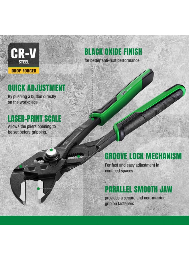 SK SK 10-Inch Pliers Wrench, Premium CR-V Construction, Smooth Parallel Jaws with Comfortable Grips 