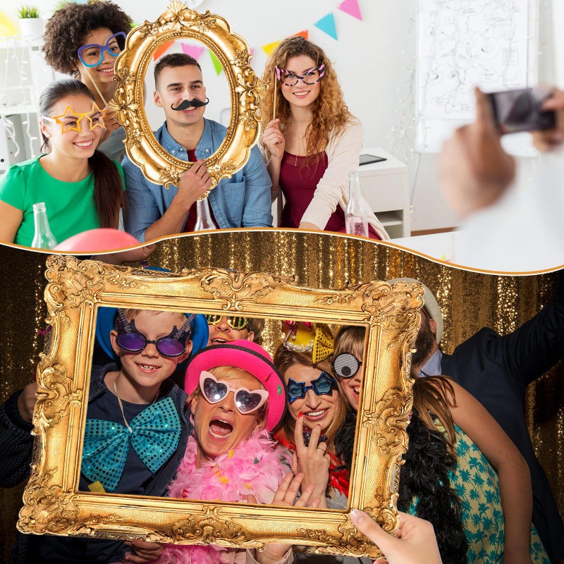 Amyhill 3 Pcs Large Photo Booth Props Picture Frame 3 Sizes Gold Wedding Selfie Frame Vintage Props Accessories for Wedding Bachelorette Birthday Carnival Party Decor - Image 5