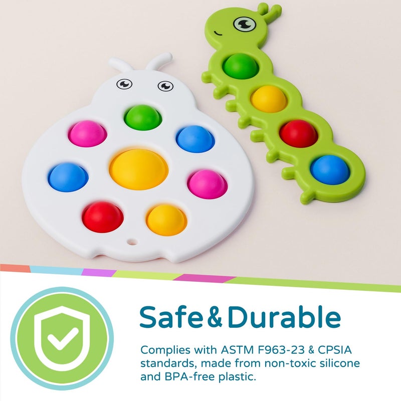 LiKee Fidget Popper Sensory Baby Toys for 10+ Months, Push and Popping Busy Board, Montessori Toys for 1+ Years Old, Airplane Car Travel Toy for Toddlers 1-3 Stress Relief (2 Pieces) - Image 2