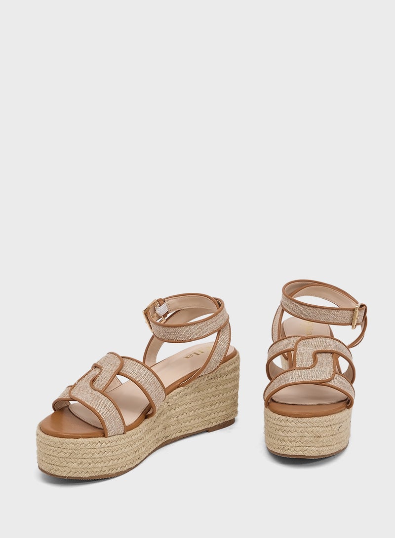ELLA Contrast Trim Mid Wedge Sandal - Image 4