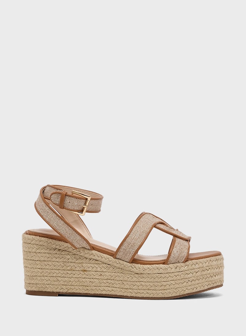 ELLA Contrast Trim Mid Wedge Sandal - Image 1