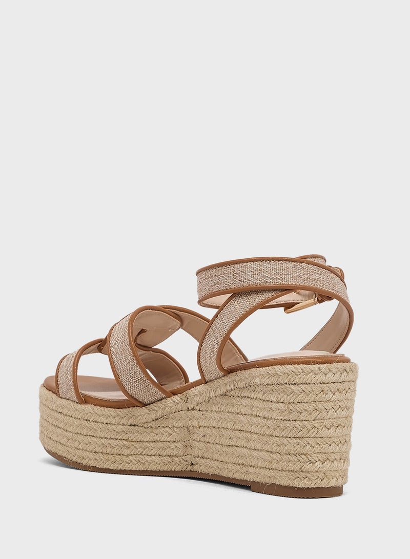 ELLA Contrast Trim Mid Wedge Sandal - Image 3