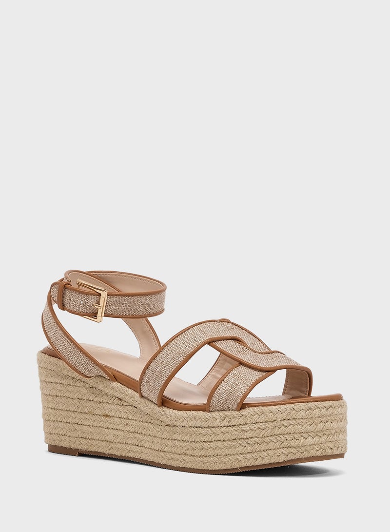 ELLA Contrast Trim Mid Wedge Sandal - Image 2