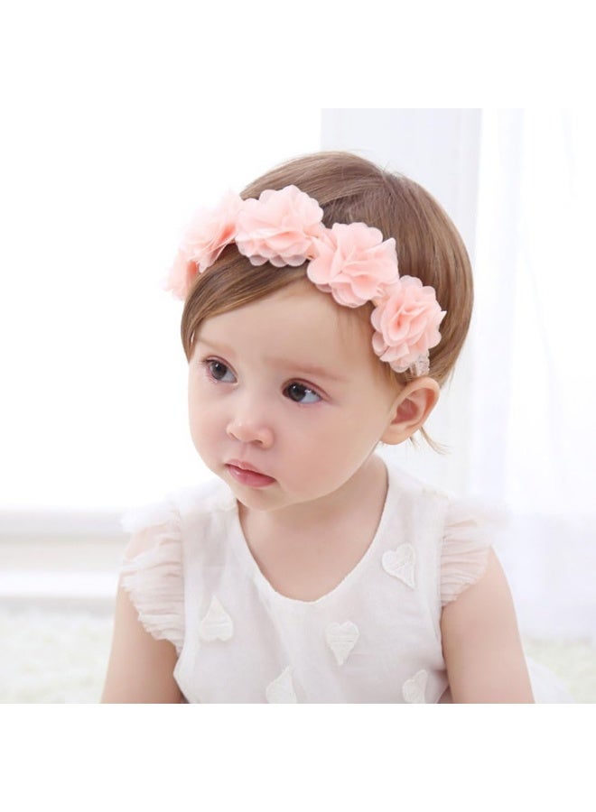 Fmeida Baby Headbands Princess Peach Flower Crown Baby Girls Bow Cute Hair Accessories - Image 2