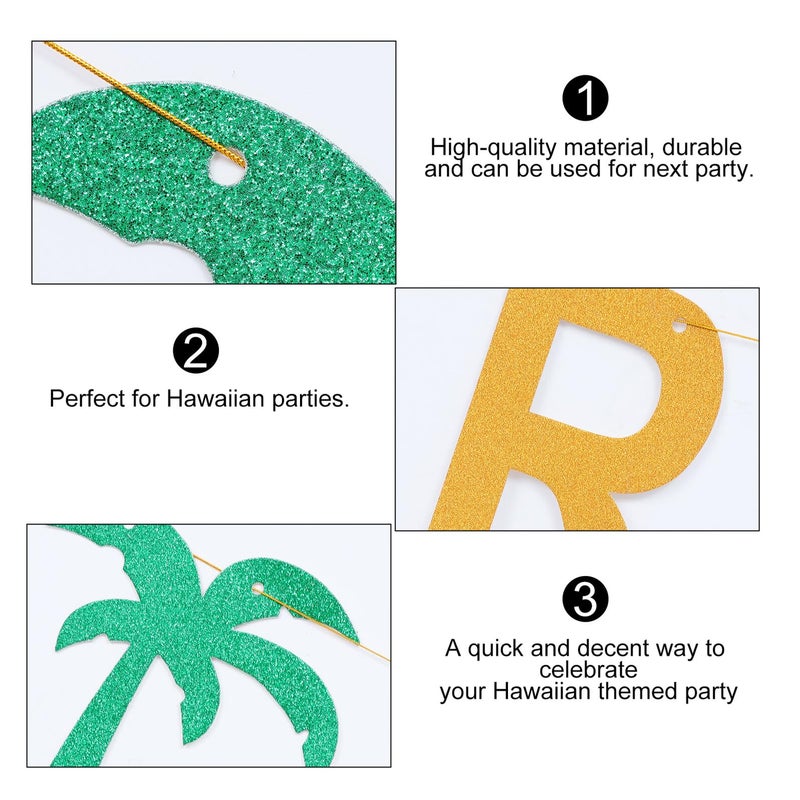 Glittery Hanging Banner Coconut Tree Flamingo Decor For Hawaiian Luau Beach Party - Image 4