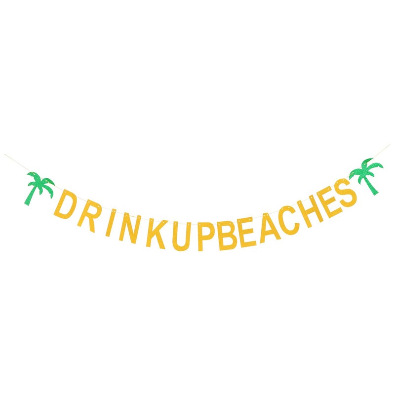 Glittery Hanging Banner Coconut Tree Flamingo Decor For Hawaiian Luau Beach Party - Image 2