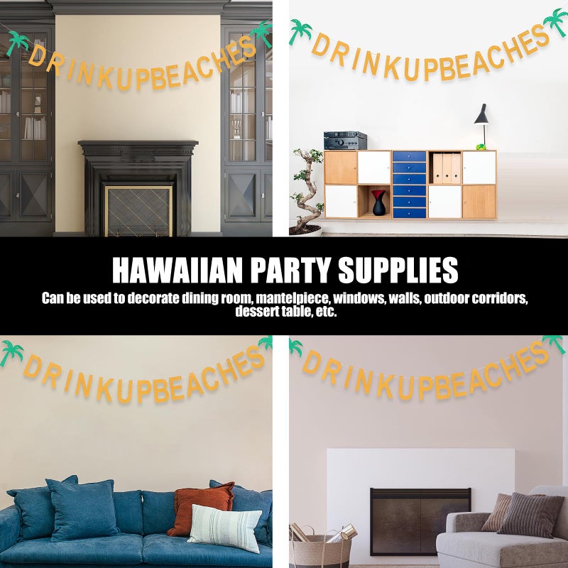 Glittery Hanging Banner Coconut Tree Flamingo Decor For Hawaiian Luau Beach Party - Image 5