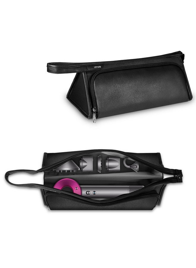 SITHON Ithon Travel Carrying Case For Dyson Airwrap Styler/Shark Hd430 Flexstyle Pu Leather Water Resistant Storage Organizer Bag With Pocket For Dyson Supersonic Hair Dryer (Bag Only) (Black) - Image 3
