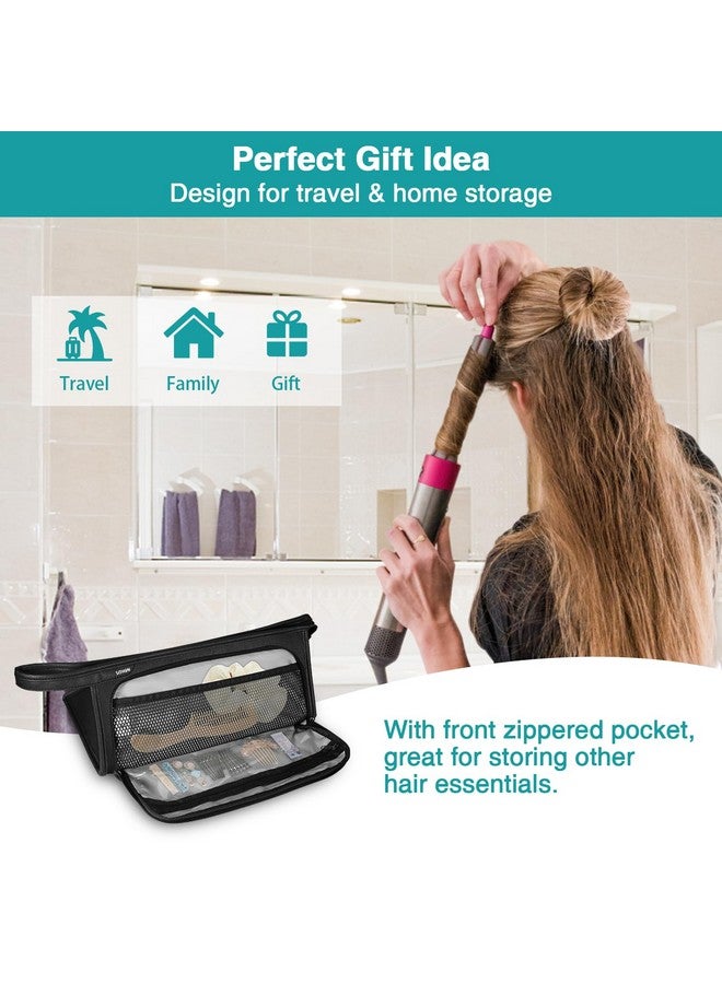 SITHON Ithon Travel Carrying Case For Dyson Airwrap Styler/Shark Hd430 Flexstyle Pu Leather Water Resistant Storage Organizer Bag With Pocket For Dyson Supersonic Hair Dryer (Bag Only) (Black) - Image 5