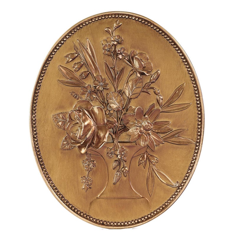 SIKOO Vintage Wall Sculptures Gold Flower Wall Art Hand Painted Ornate Wall Hanging Decoration Antique Pediment Wall Statue Ornament Decor Gallery for Kitchen Bedroom Living RoomGold
