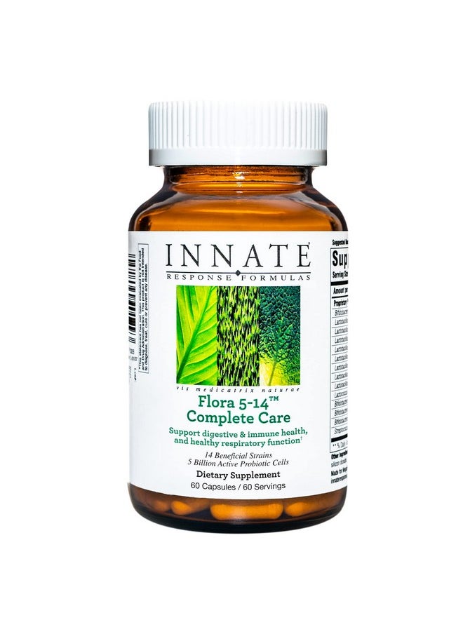 Innate Response Formulas - Flora 514 Complete Care Probiotic Supplement With 5 Billion Cfu 14 Probiotic Strains Vegan Nongmo Project Verified Gluten Free 60 Capsules (60 Servings) - Image 1