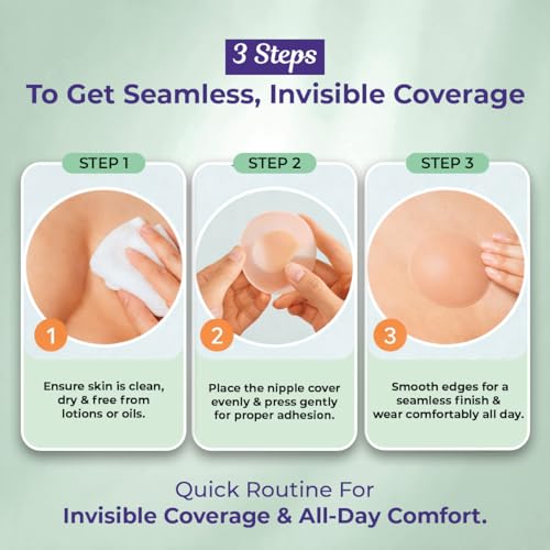 Sanfe Flix Reusable Silicone Nipple Cover - 4 Pieces | 10 Times Reusable | Skin-Friendly Adhesive Pasties for Women | Nipple Pasties for Women (Old) Multicolour - Image 5