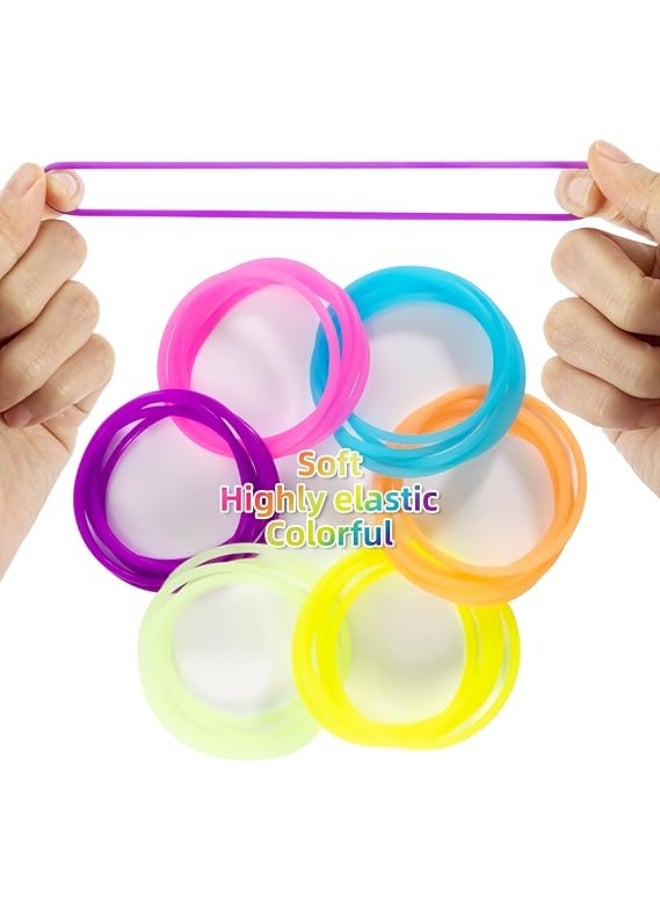 Bracelets Adult Size Neon Gummy Bracelets for Women Kids 80s Jelly Bangles Glow Silicone Bands Jewelry Wristband Rainbow Jellies Bangle Colored Accessories Party Favor 60 Jelly - Image 3