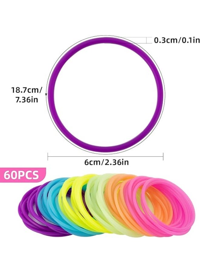 Bracelets Adult Size Neon Gummy Bracelets for Women Kids 80s Jelly Bangles Glow Silicone Bands Jewelry Wristband Rainbow Jellies Bangle Colored Accessories Party Favor 60 Jelly - Image 2