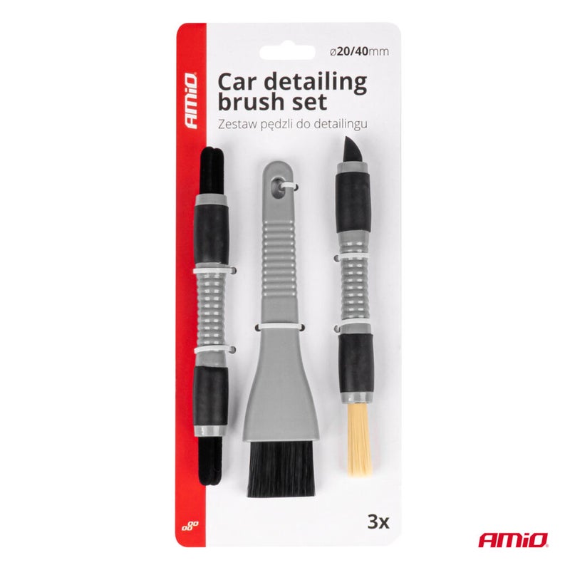AMIO Car Detailing Interior Brush Set 3pcs AMIO-04033 - Image 2