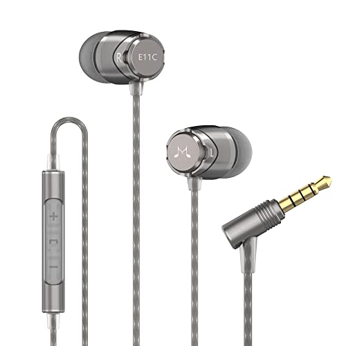 SoundMAGIC E11C Wired Earbuds with Microphone HiFi Stereo Earphones Noise Isolating in Ear Headphones Powerful Bass Tangle Free Cord Gunmetal - Image 1