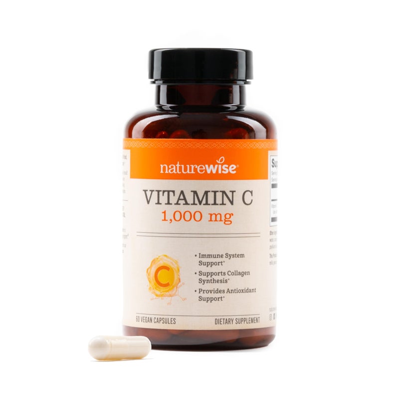 NatureWise Vitamin C 1000mg Capsules Extra Strength Vegan Vitamin C for Daily Antioxidant Immune Support NonGMO USA Manufactured 60 Capsules60Day Supply