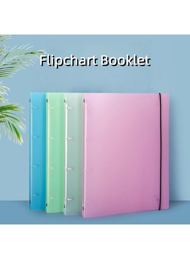 Pink A4 Binder 4 Hole Flipchart Booklet Transparent Refillable Durable PP Material - Image 5