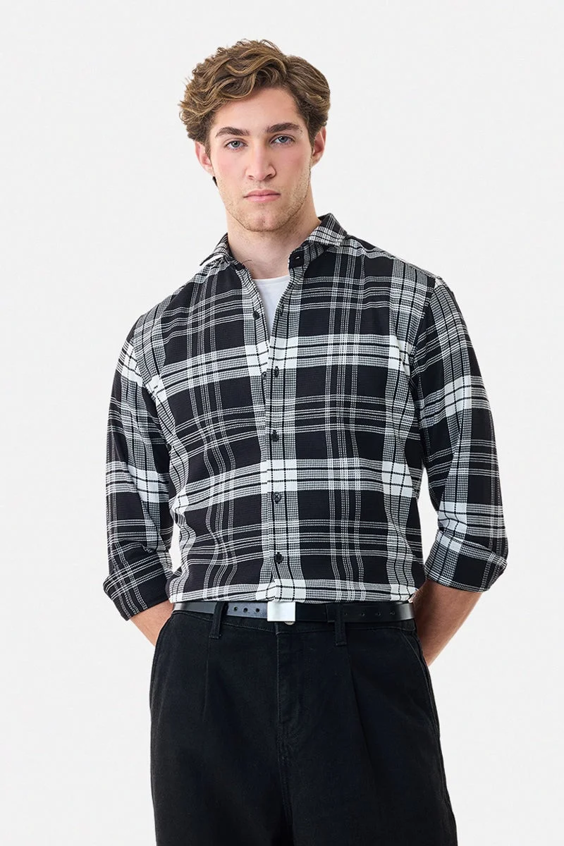 سنيتش قميص كاروهات بقصة ضيقة من القطن بنسبة %