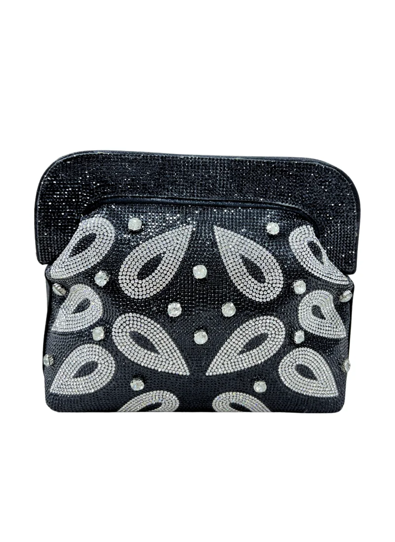 Harsha's Glam Clutches Beaded Rhinestone Clutch