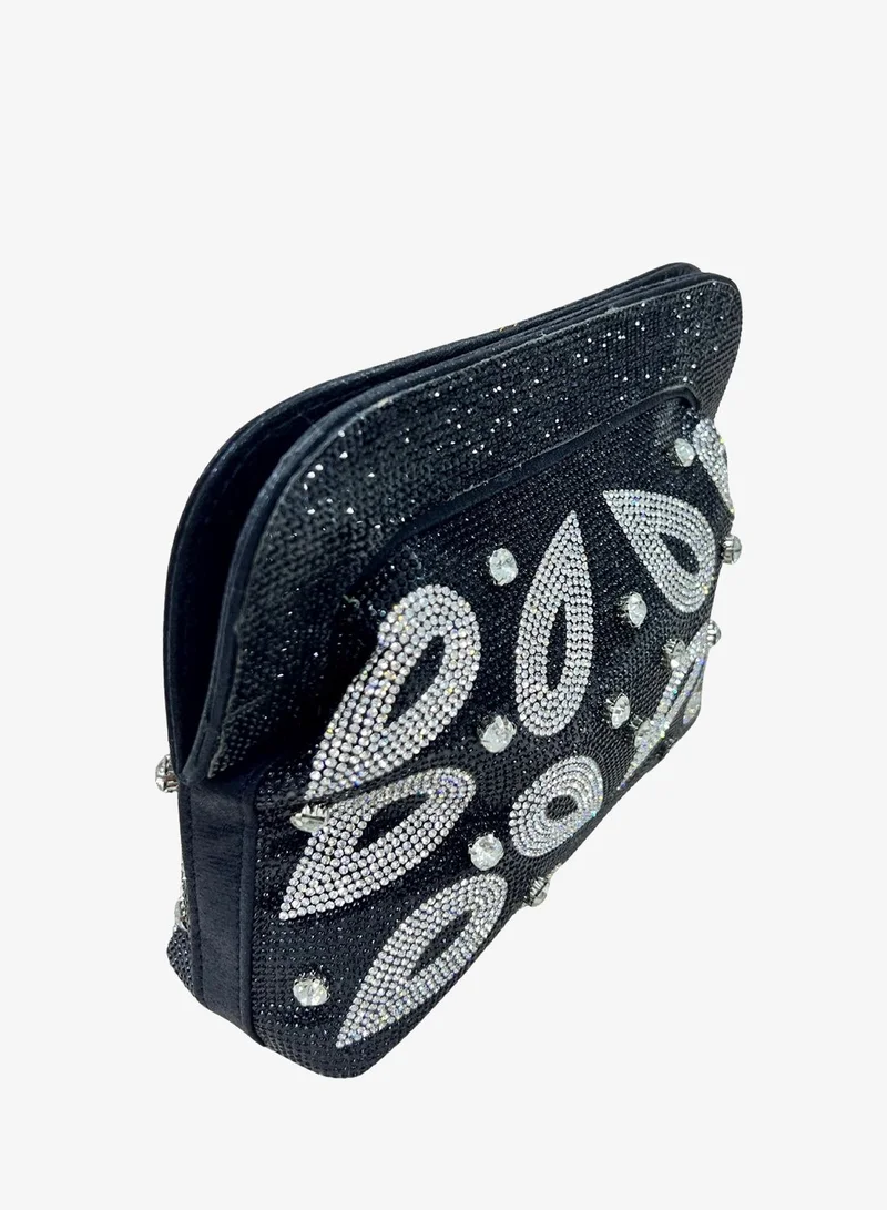 Harsha's Glam Clutches Beaded Rhinestone Clutch