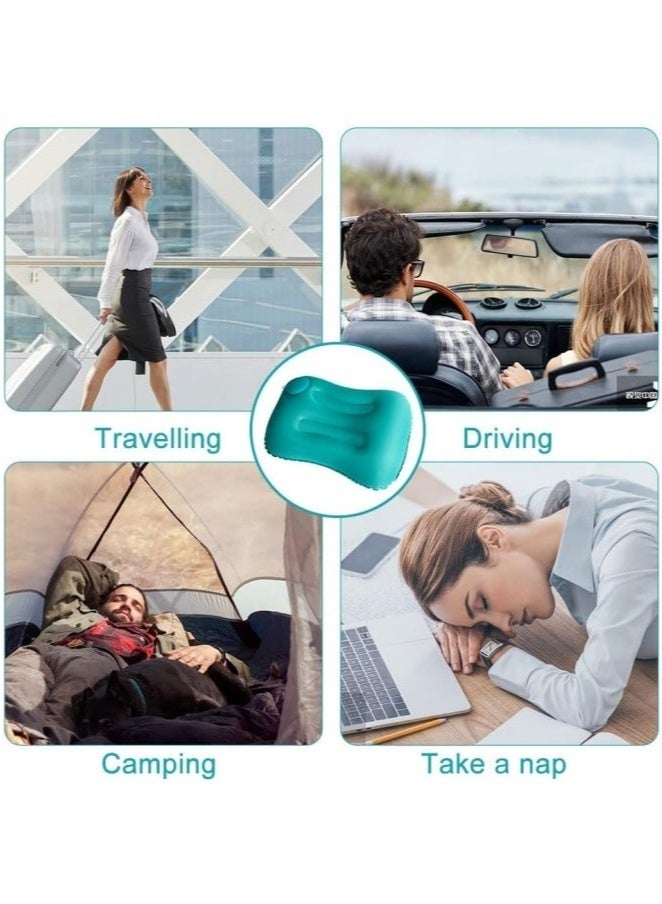 Travel Pillow, Inflatable Camping Pillow, Lumbar Support Office Chair Cushion, Milk Fiber Ultra Lightweight Inflatable Pillow, Comfortable Neck Pillow for Your Neck Pain, Green  - Image 4