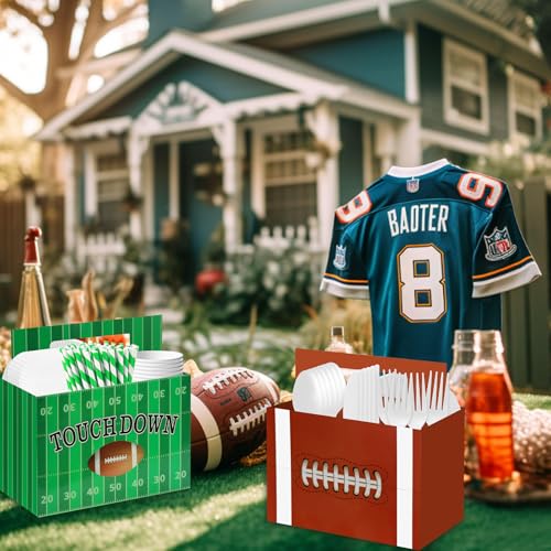 Auch Football Theme Utensil Caddy Holder for Big Game Day, Tailgate Party Decorations Birthday Party Football Watch Party Supplies Sturdy Cardboard Boxes - Image 5