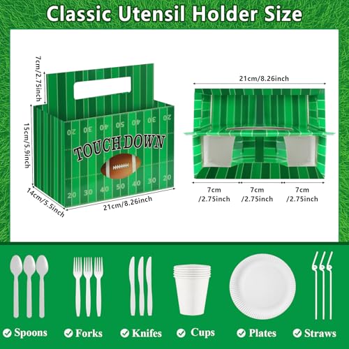 Auch Football Theme Utensil Caddy Holder for Big Game Day, Tailgate Party Decorations Birthday Party Football Watch Party Supplies Sturdy Cardboard Boxes - Image 2