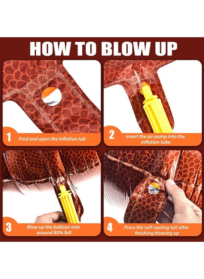 Skylety 6 Pieces Football Balloons Set Football Shape Star Foil Balloons for Party Supplies Game Day Birthday Decorations - Image 3