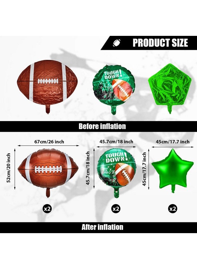 Skylety 6 Pieces Football Balloons Set Football Shape Star Foil Balloons for Party Supplies Game Day Birthday Decorations - Image 2