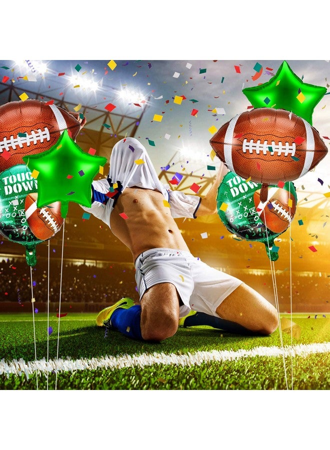 Skylety 6 Pieces Football Balloons Set Football Shape Star Foil Balloons for Party Supplies Game Day Birthday Decorations - Image 5