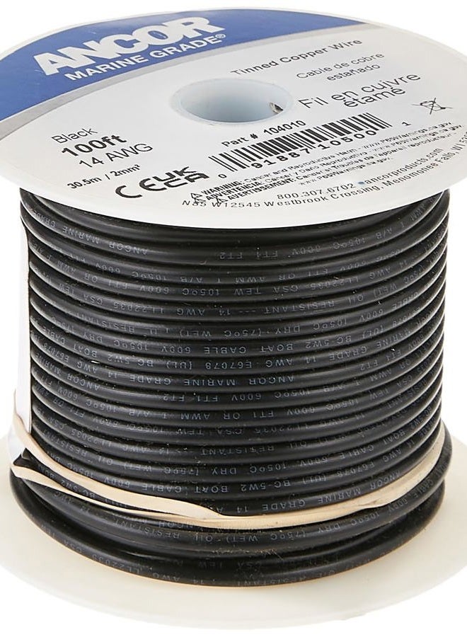 ancor 104010 سلك نحاسي معلب، 14 AWG (2mm2)، أسود - 100 قدم - Image 1