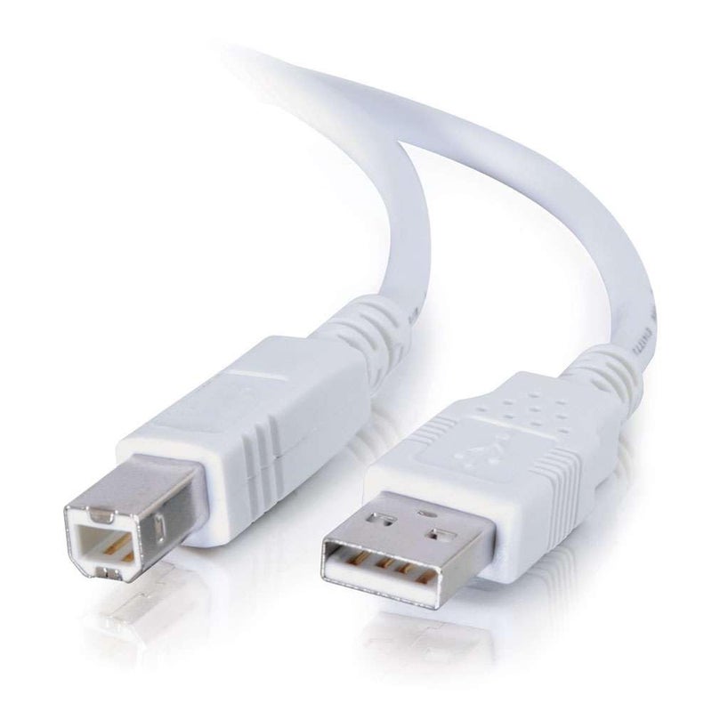 C2G C2G USB Connection Cable, USB 2.0 A to B Cable, Plug and Play USB Hub with Long USB Extension Cable, 6.5 Foot USB Cable, White, C2G 13172  - Image 1