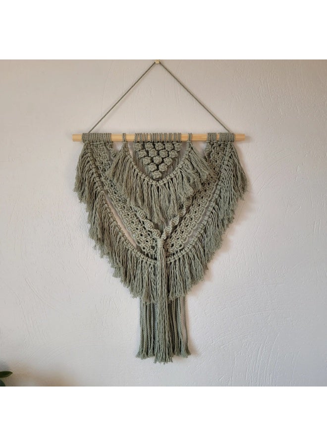 Antikiano An elegant handmade macrame piece, carefully crafted from natural cotton threads. It combines simplicity and beauty in a modern bohemian design. Featuring balanced knots and fine details, it adds a unique artistic touch to any space. Perfect for decorating walls in bedrooms, living rooms, or hallways, and also makes a special gift for lovers of handmade decor and boho style. - Image 2