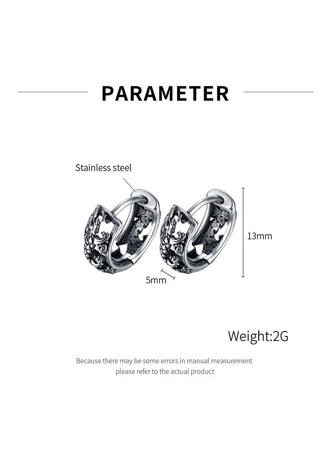 Retro Trend Hollow Geometric Round Stainless Steel Earrings Men'S Accessories Street Personality Hip-Hop Earrings - Image 2