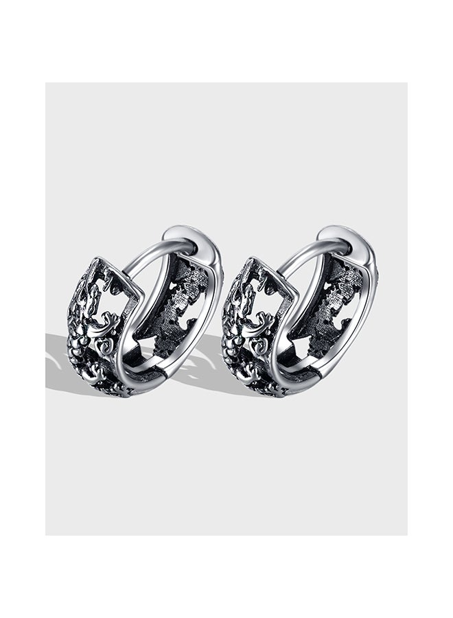 Retro Trend Hollow Geometric Round Stainless Steel Earrings Men'S Accessories Street Personality Hip-Hop Earrings - Image 1