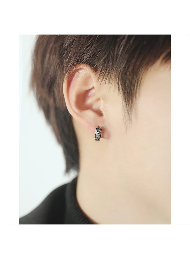 Retro Trend Hollow Geometric Round Stainless Steel Earrings Men'S Accessories Street Personality Hip-Hop Earrings - Image 3