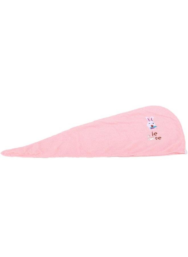 NIBEMINENT Cute Fiber Hair-drying Cap Hat Adult Super Absorbency Dry Hair Towel Shower Cap Pink  - Image 1