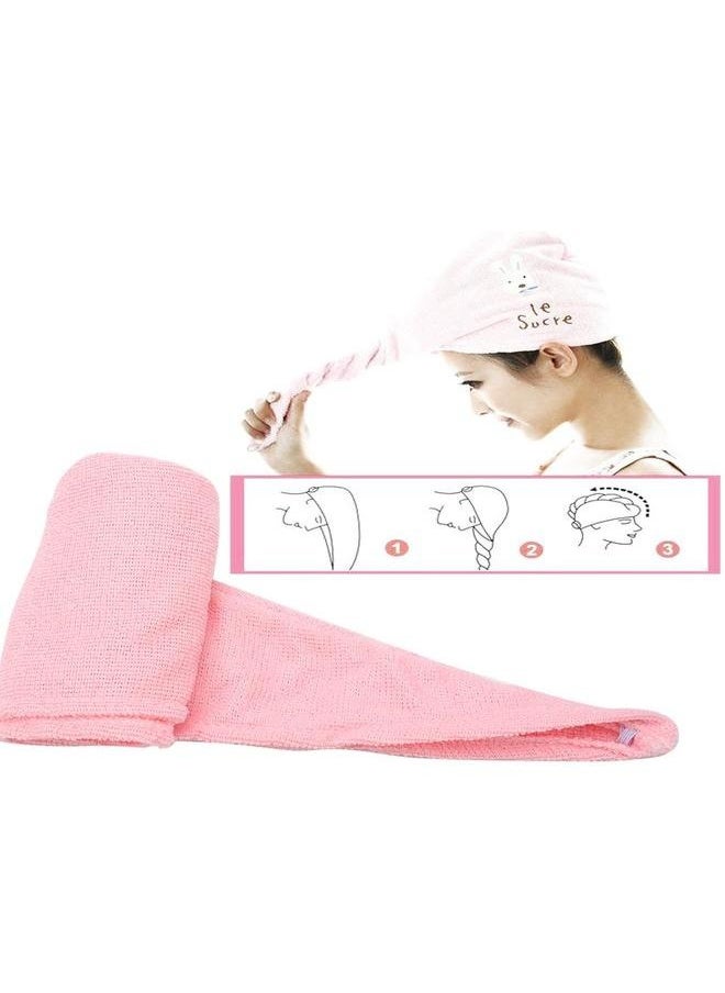 NIBEMINENT Cute Fiber Hair-drying Cap Hat Adult Super Absorbency Dry Hair Towel Shower Cap Pink  - Image 4