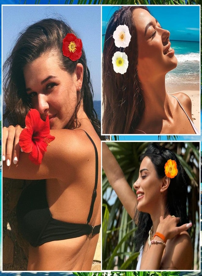 KICOSY 4PCS Hawaiian Flower Hair Clips for Women - Vibrant Realistic Tropical Hibiscus, Plumeria & Orchid Hair Accessories - Ideal for Beach, Party & Daily Wear - Image 5